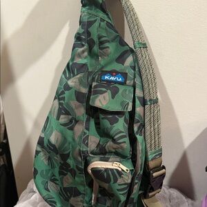 KAVU Jungle Green Leaf Backpack